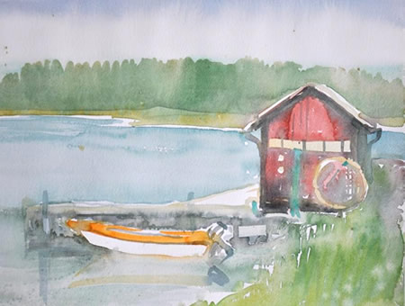 "Am Steg, Schweden", 2015, Aquarell 30 x 40 cm