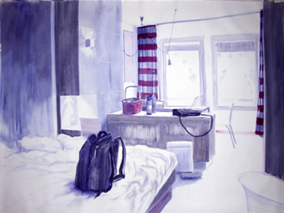 "interior # 205, 2007 (Hotel Wall Art, Prato)", Acryl/LW, 145 x 200 cm