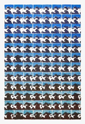 "96 x Piz Buin", 2004, Acryl auf Papier, 100 x 70 cm Sequenzen
