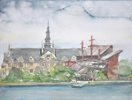 "Stockholm I", 2015, Aquarell 24 x 32 cm (Vasa - Museum)