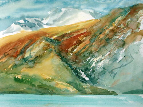 "Indian Summer", Yukon, Kanada 1999, Aquarell 32 x 41 cm  Atlin Lake