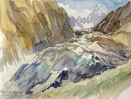 "Gondogoroglacier", 2005, Aquarell 24 x 32 cm, Karakorum, Pakistan