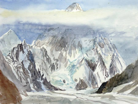 "K2", 2005, Aquarell 30 x 40 cm, Karakorum, Pakistan