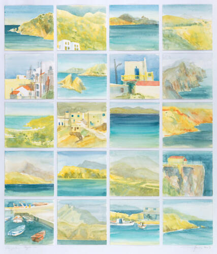 "Karpathos Tagebuch", 2003, 20 Aquarelle á 10 x 11 cm, Sequenzen