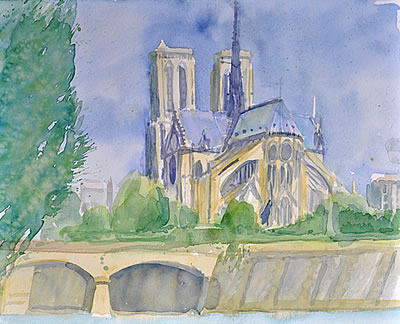 "Notre Dame, Paris", 2013, Aquarell 30 x 40 cm