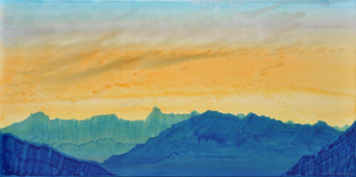 - verkauft - "Rätikonblick II" Acryl auf Leinwand 60 x 120 cm, A.I.R. arlberg1800
