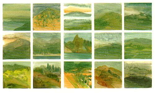 "Sizilien Tagebuch", 2000, 15 Aquarelle á 10 x 11 cm, Sequenzen