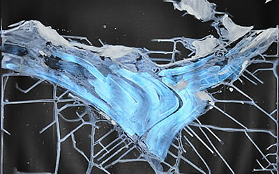 "Vermunt Gletscher, irisierend", 2012, Acryl auf Papier,  50 x 70 cm,